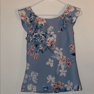 Floral Blue Sleeveless Top